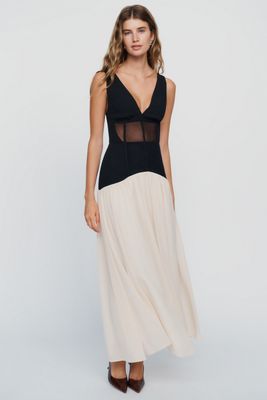 Siempre Gestricktes Transparentes Maxikleid