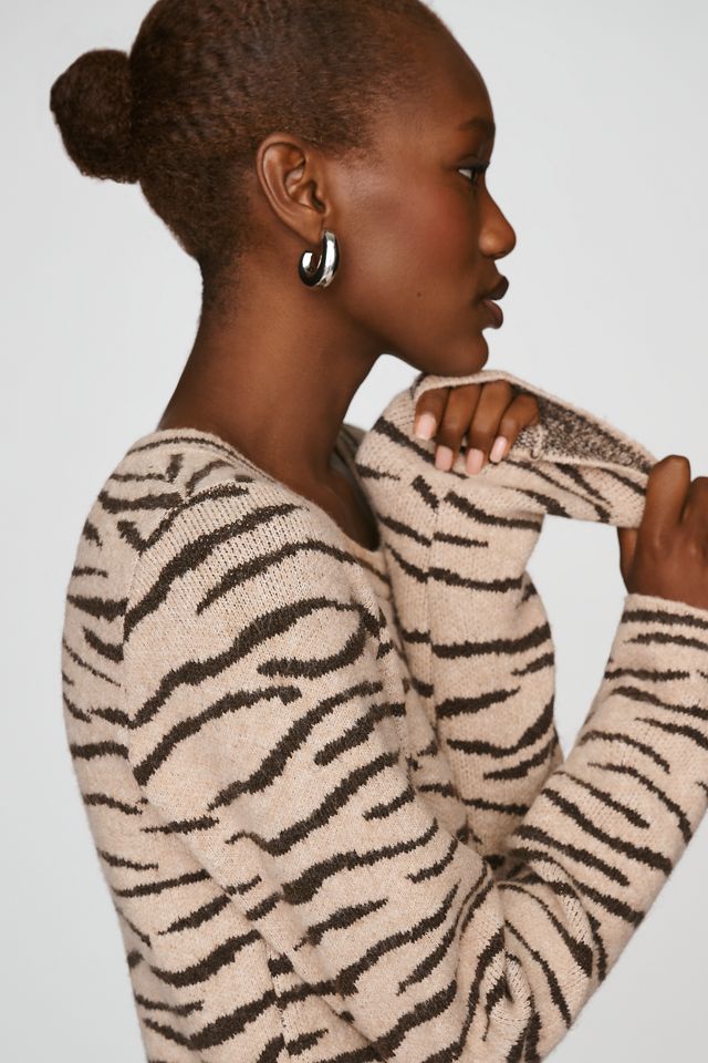 Siempre Animal Print Sweater Midi Dress #4