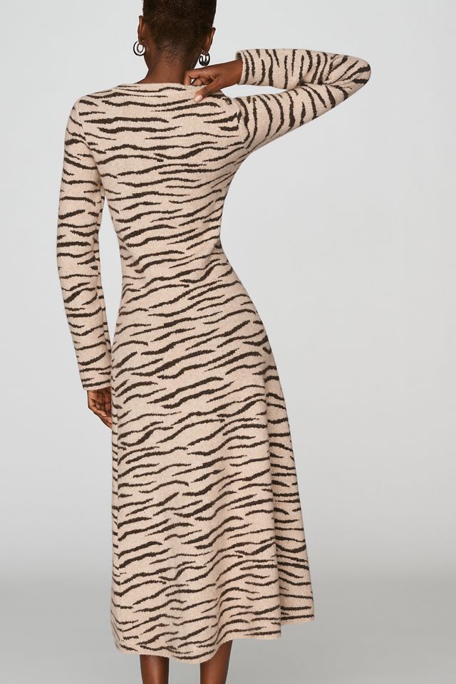 Siempre Animal Print Sweater Midi Dress #6