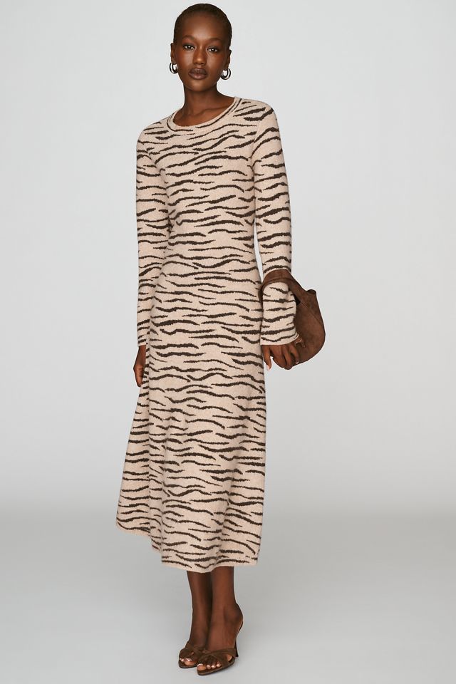 Siempre Animal Print Sweater Midi Dress #3