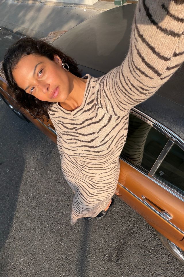 Siempre Animal Print Sweater Midi Dress #2