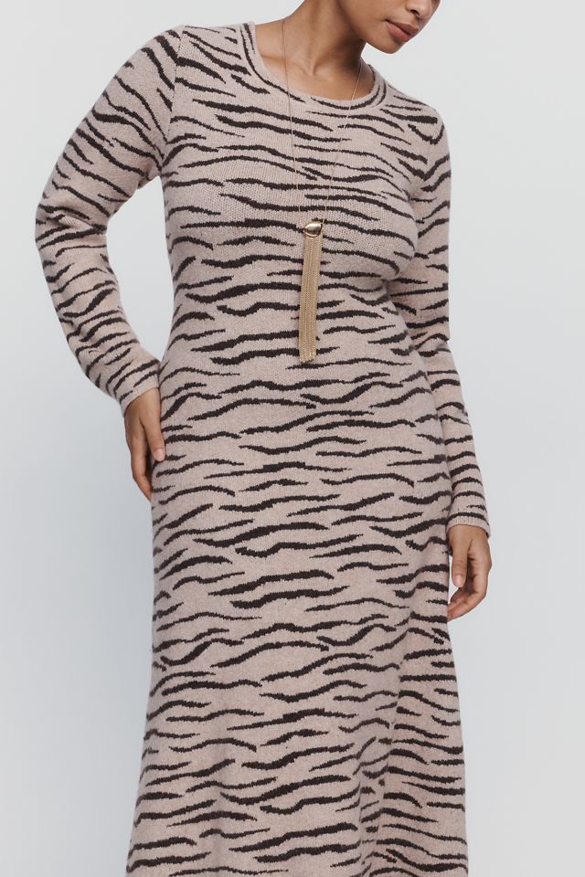 Siempre Animal Print Sweater Midi Dress #9
