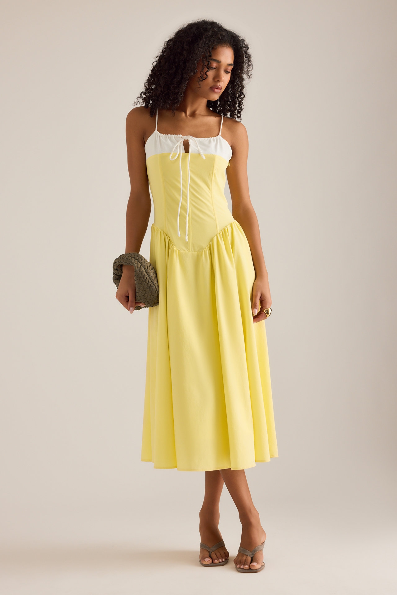 Extro&Vert Susana Sleeveless Corset Pleated Midi Dress