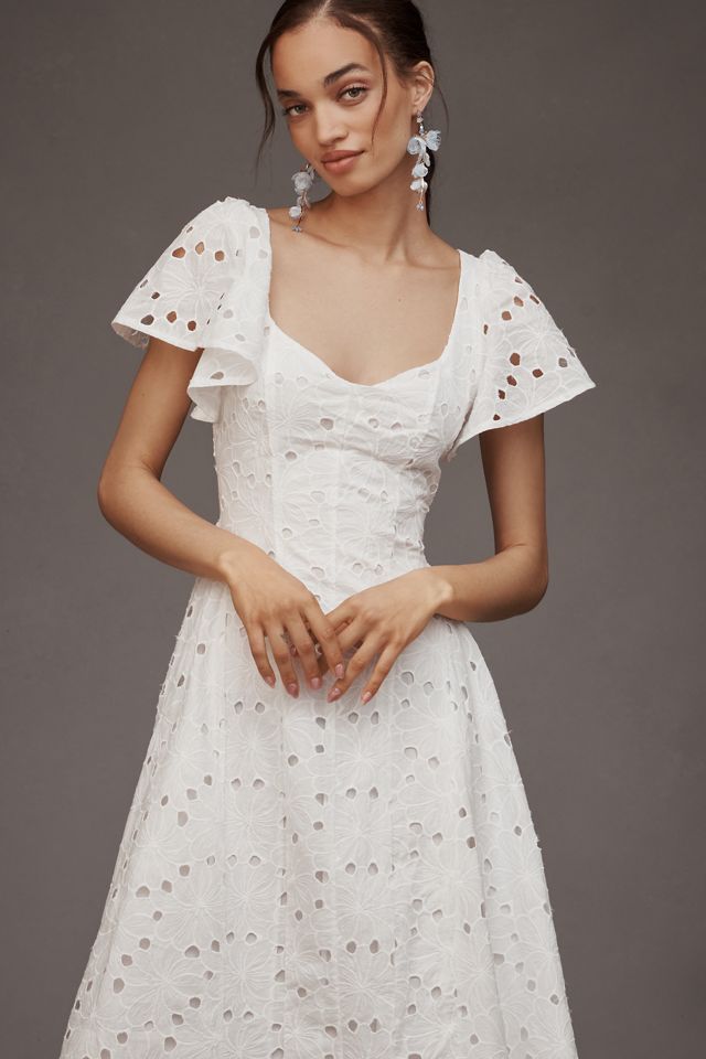 Extro&Vert Ada Flutter-Sleeve Broderie Midi Dress #2
