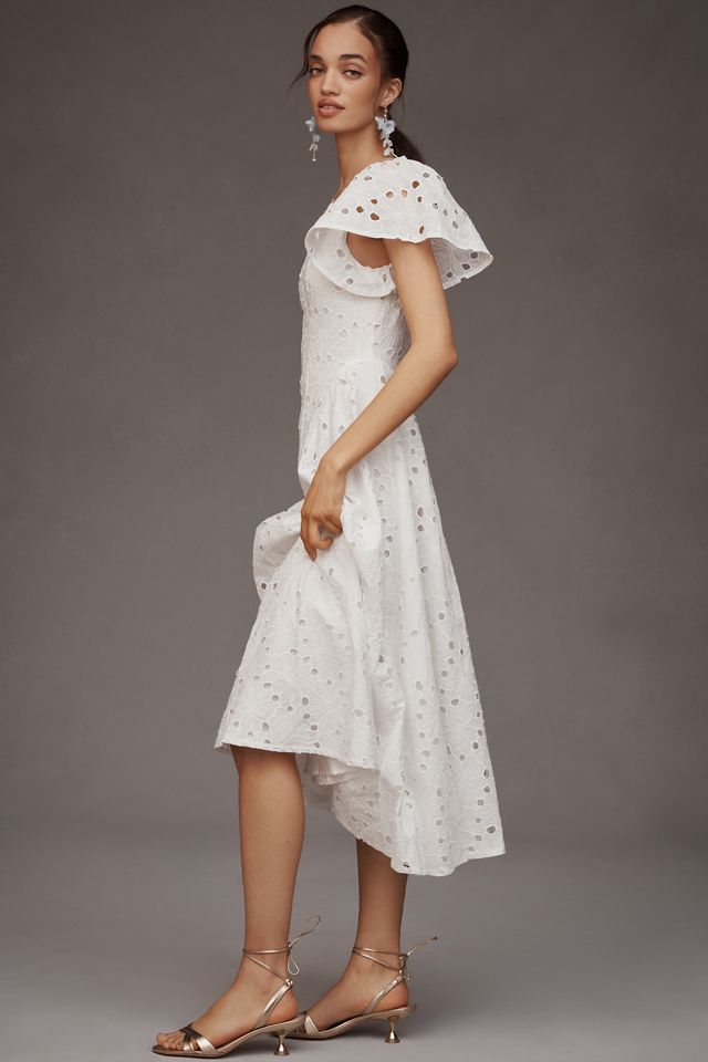 Extro&Vert Ada Flutter-Sleeve Broderie Midi Dress #3