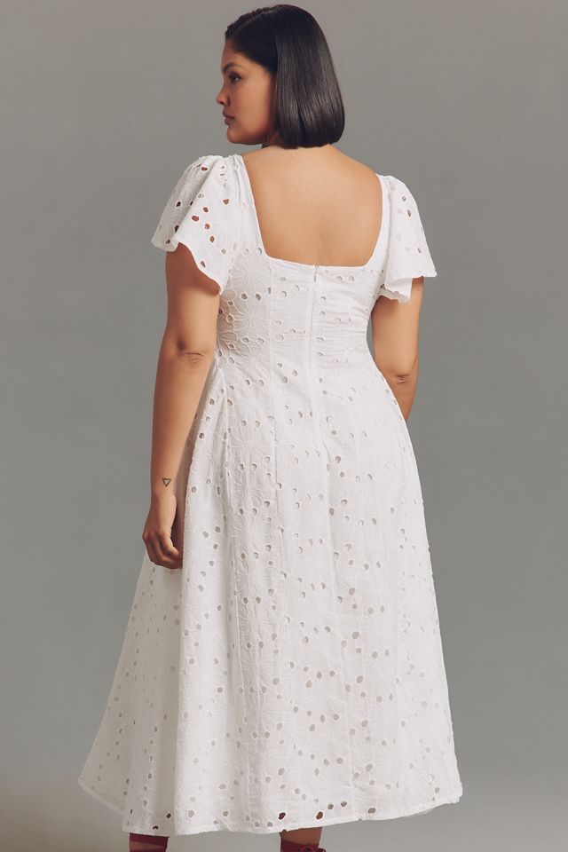 Extro&Vert Ada Flutter-Sleeve Broderie Midi Dress #7