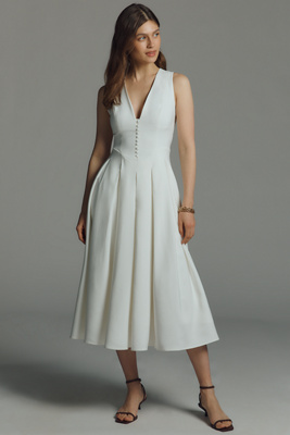 Emilia Sleeveless V-Neck A-Line Midi Dress