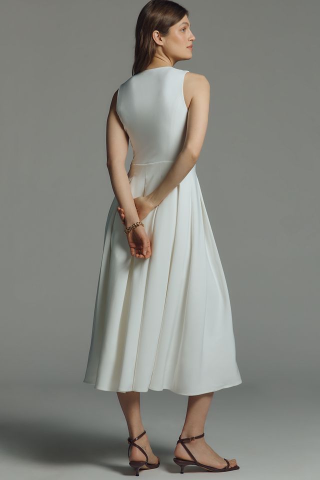 Extro&Vert Emilia Sleeveless V-Neck A-Line Midi Dress | Anthropologie