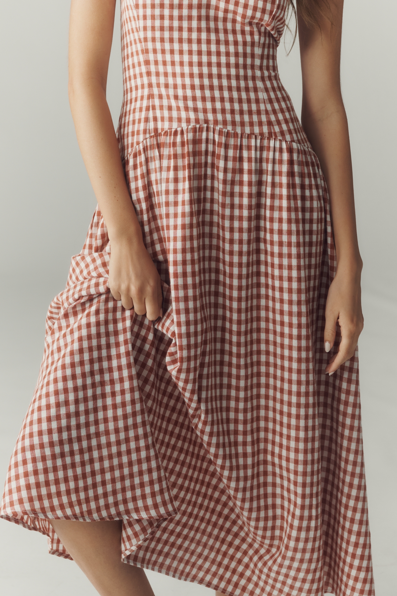 RAISONNEL Gingham Midi Dress