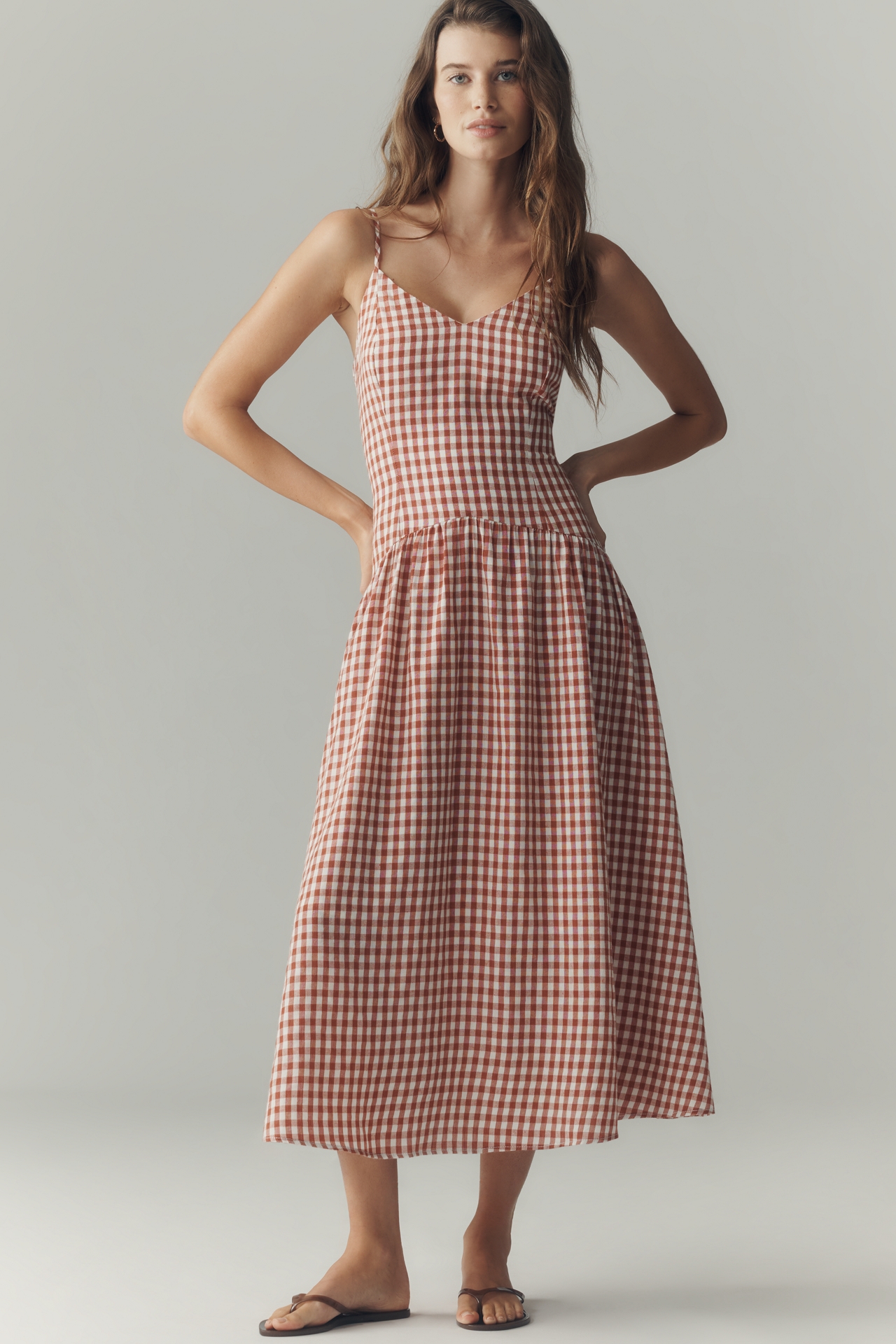 RAISONNEL Gingham Midi Dress