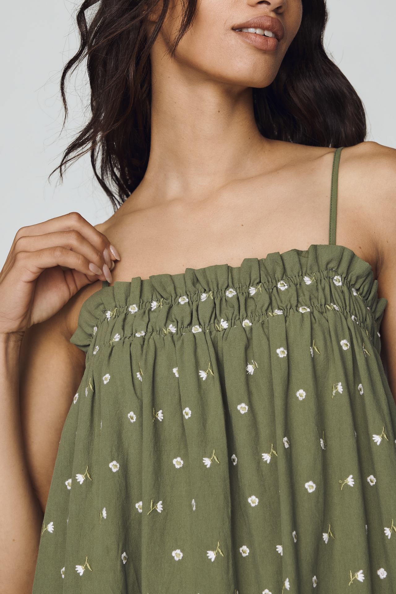RAISONNEL 100% Cotton Smocked Midi Dress