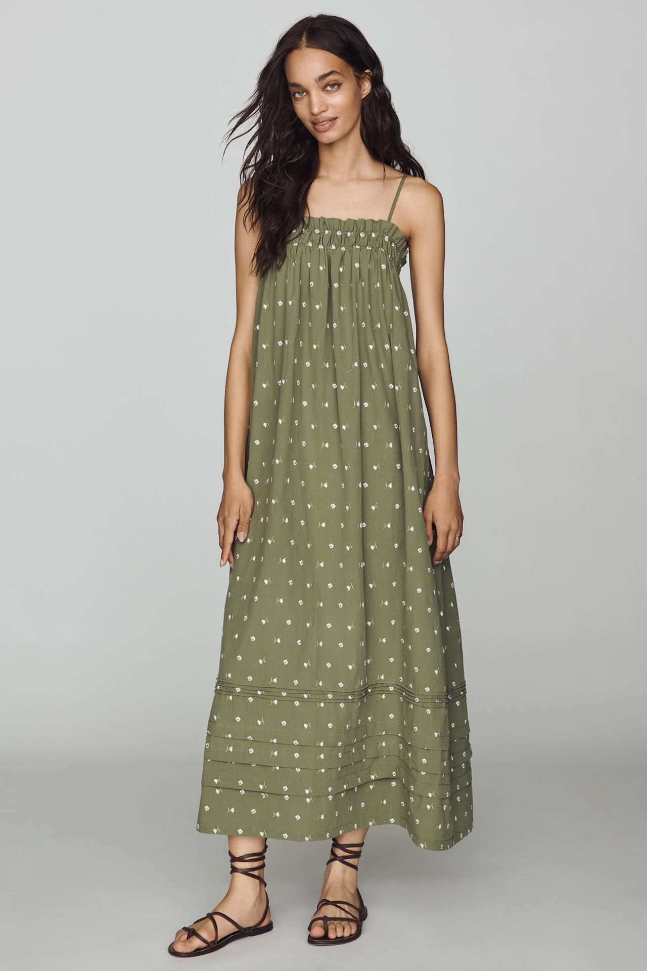 RAISONNEL 100% Cotton Smocked Midi Dress
