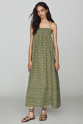 RAISONNEL 100% Cotton Smocked Midi Dress