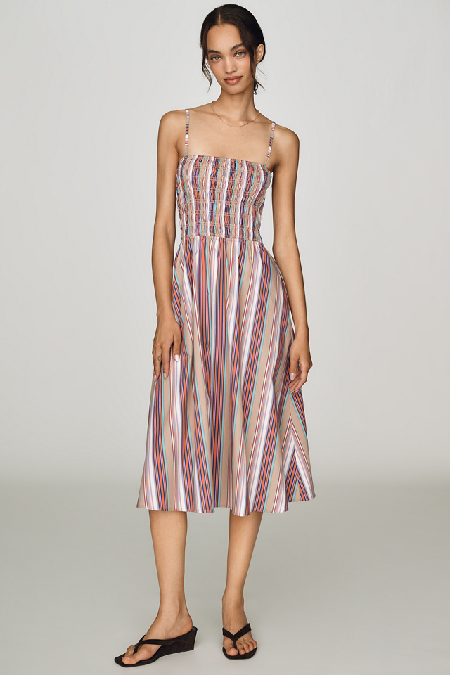 RAISONNEL 100% Cotton Smocked A-Line Midi Dress