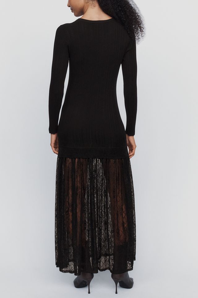 RAISONNEL Lace Hem Knit Maxi Dress #1