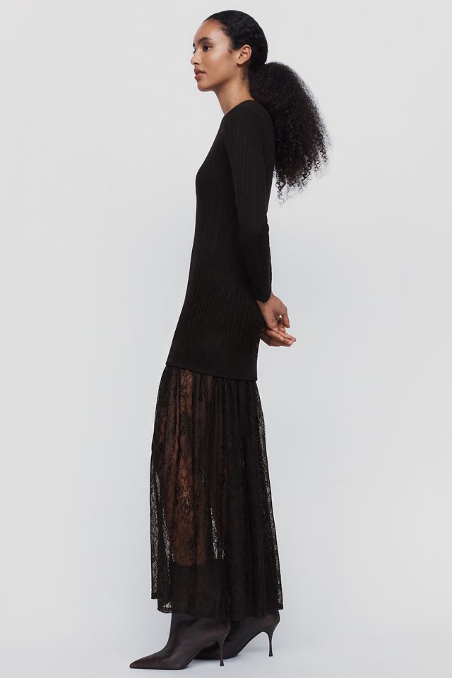 RAISONNEL Lace Hem Knit Maxi Dress #2