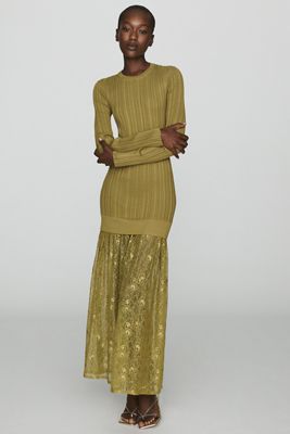 RAISONNEL Lace Hem Knit Maxi Dress