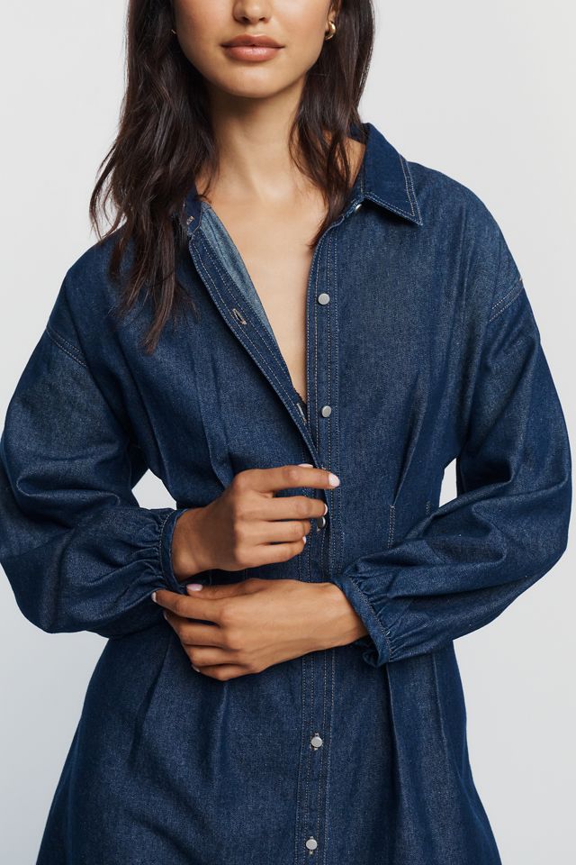 RAISONNEL Denim Smocked Midi Dress #1