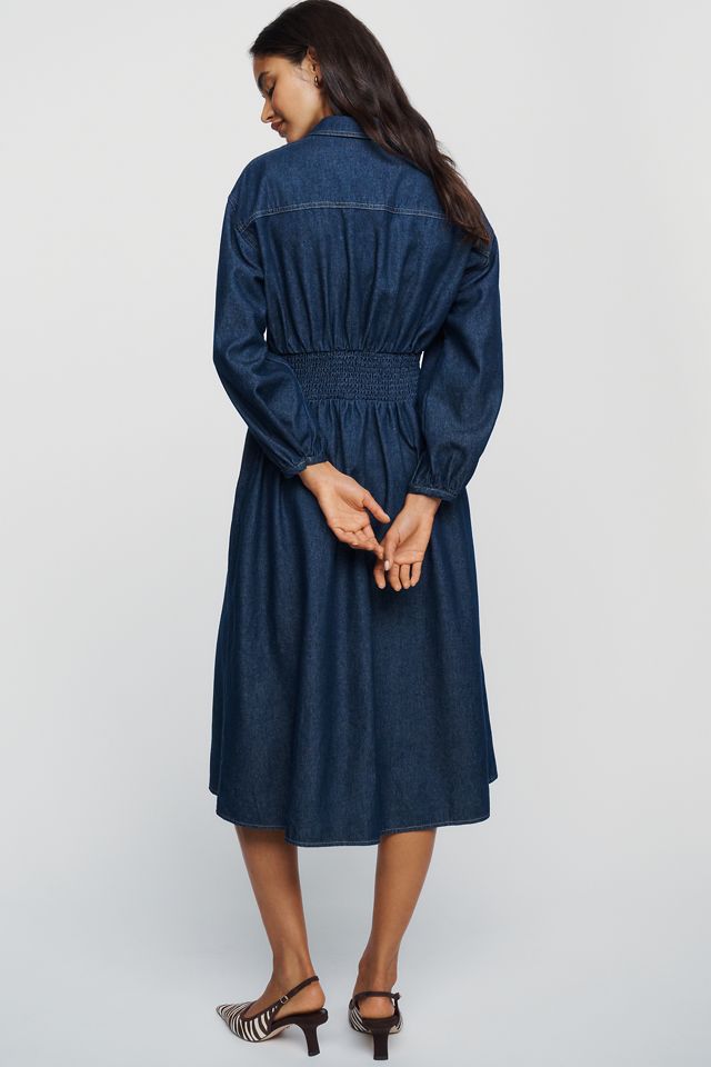 RAISONNEL Denim Smocked Midi Dress #2