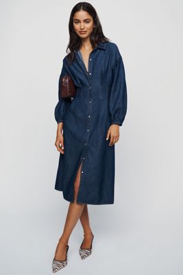 RAISONNEL Denim Smocked Midi Dress