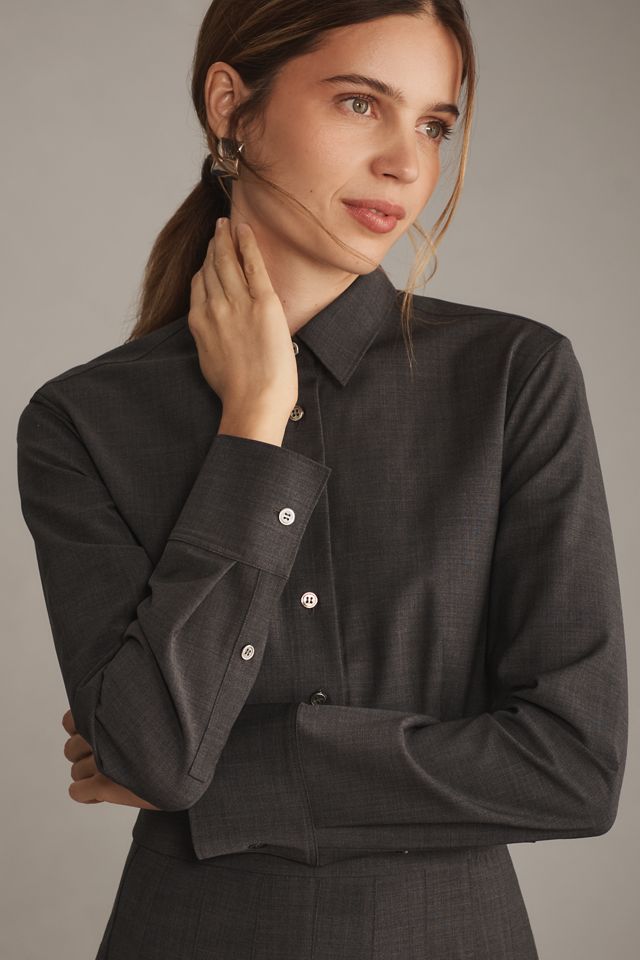 Theory Button-Front Pleated Mini Dress #1