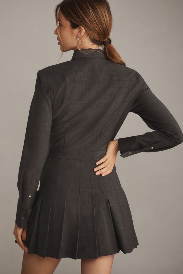 Theory Button-Front Pleated Mini Dress #2