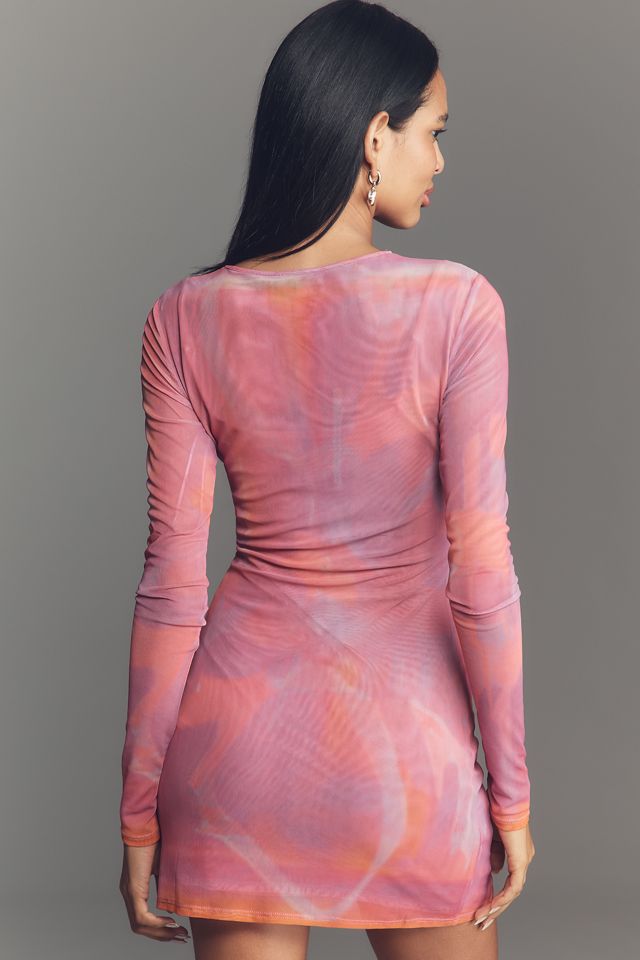 SÆMDI Long-Sleeve Crew-Neck Mesh Mini Dress #1