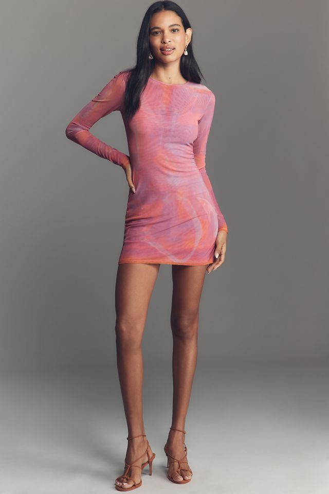 SÆMDI Long-Sleeve Crew-Neck Mesh Mini Dress #2
