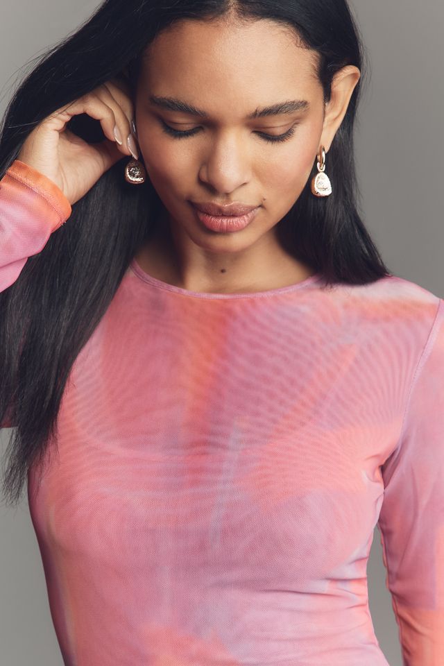 SÆMDI Long-Sleeve Crew-Neck Mesh Mini Dress #3