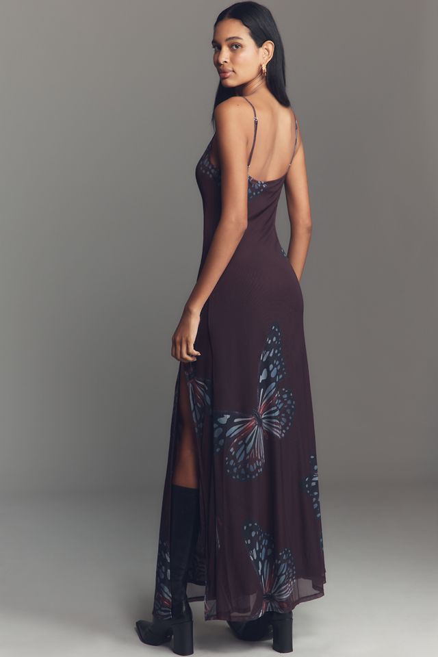 SÆMDI Sleeveless Cowl-Neck Mesh Maxi Dress #1