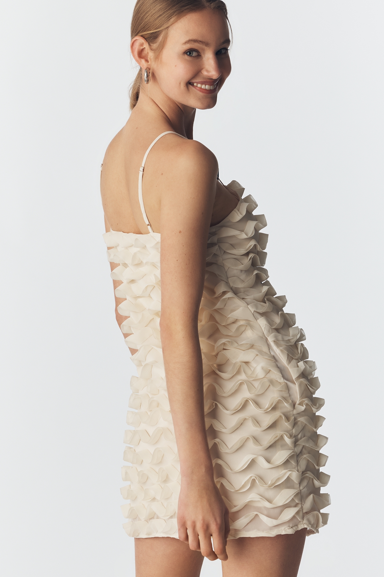 & Layered Textured Sleeveless Mini Dress