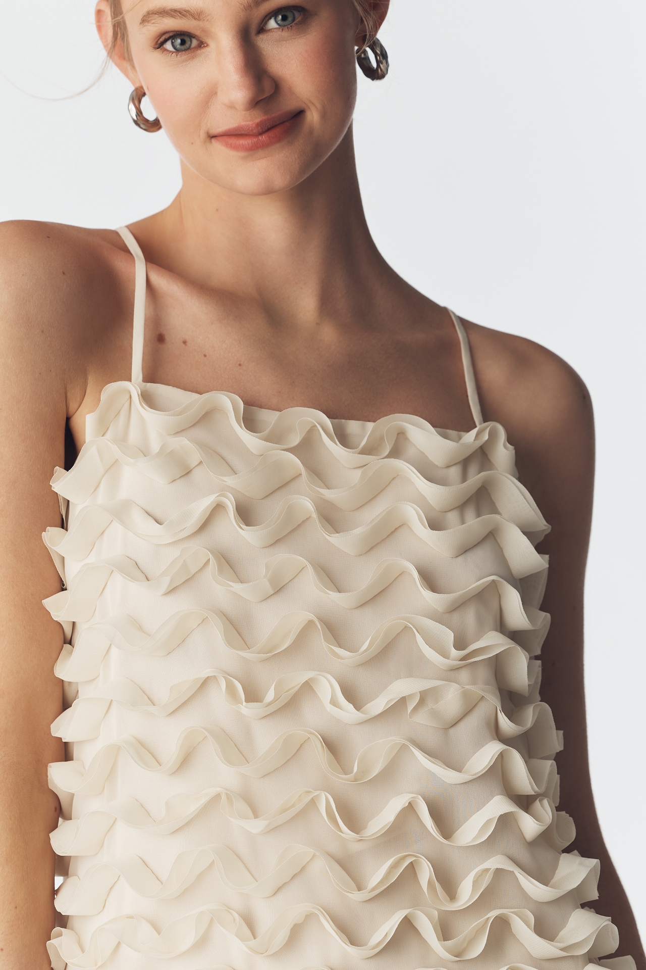 & Layered Textured Sleeveless Mini Dress