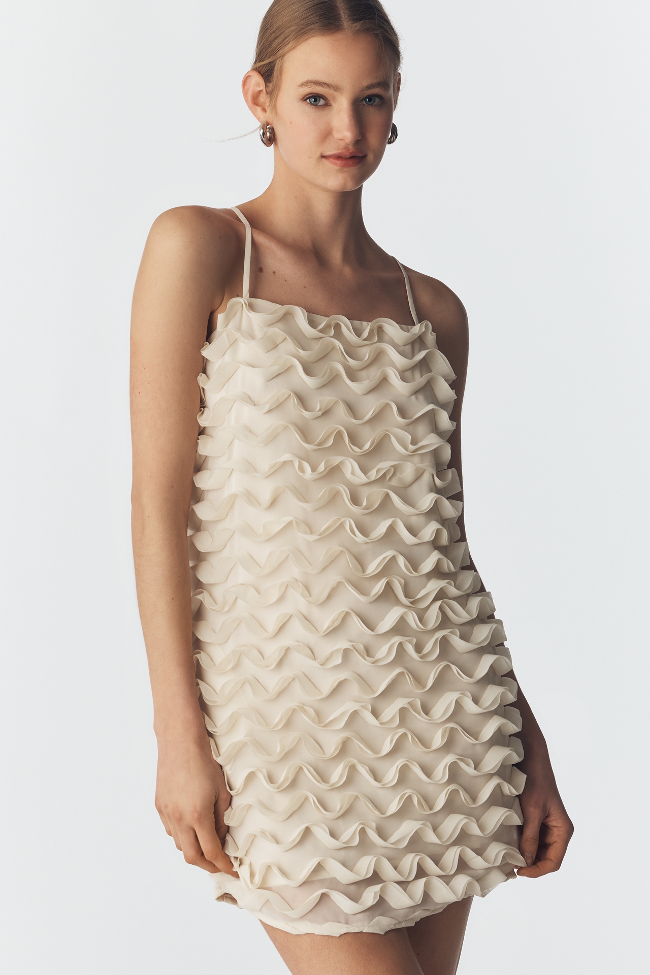 & Layered Textured Sleeveless Mini Dress