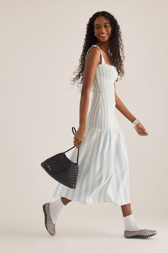 The Tiny Big Sister Stripe Smocked Midi Dress | Anthropologie UK