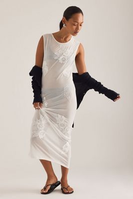 OpéraSPORT Eira Sheer Lace Appliqué Maxi Dress
