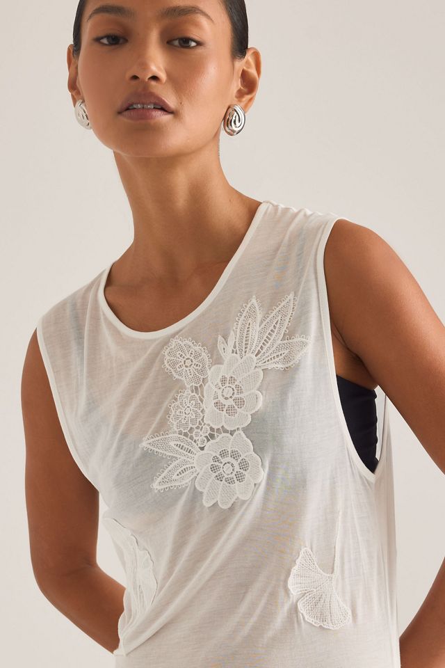 Robe longue OpéraSPORT Eira en dentelle transparente avec appliqué #5
