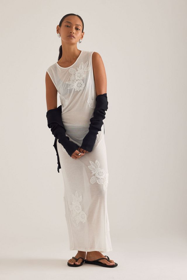 Robe longue OpéraSPORT Eira en dentelle transparente avec appliqué #2