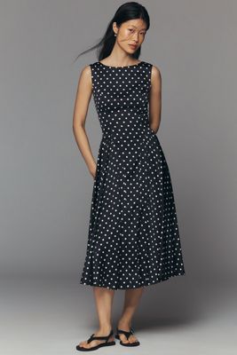 Maeve V-Neck Waisted Halter Midi Dress | Anthropologie