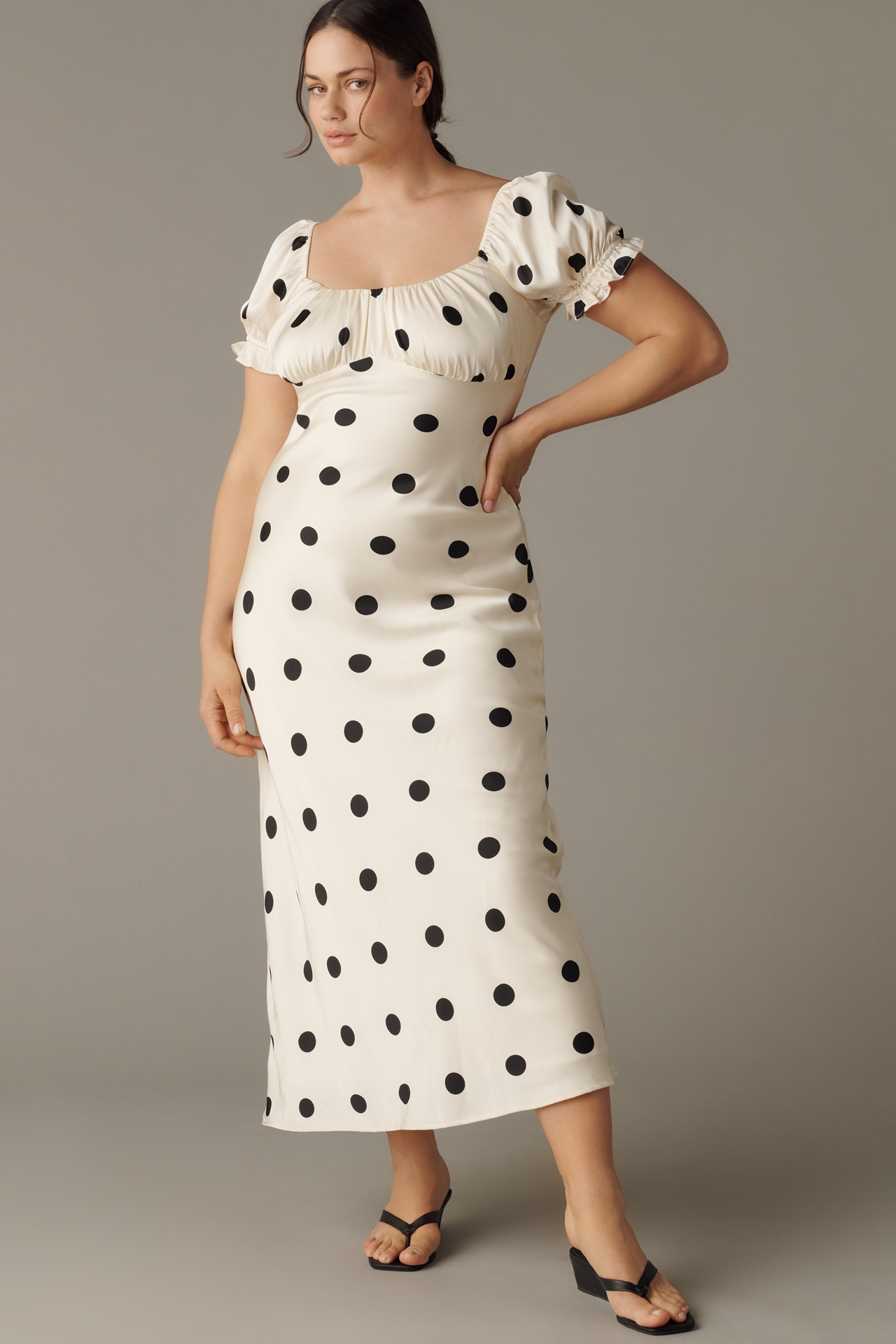 Lulus Keaton Puff-Sleeve Midi Dress