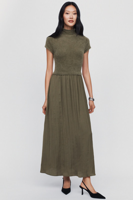 Thea Twofer Eyelash Sweater Dress in Brown
