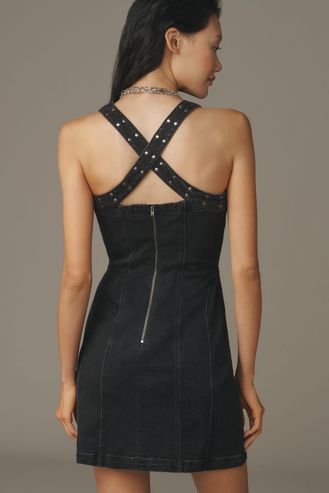 Pilcro Studded Square-Neck Denim Mini Dress #1