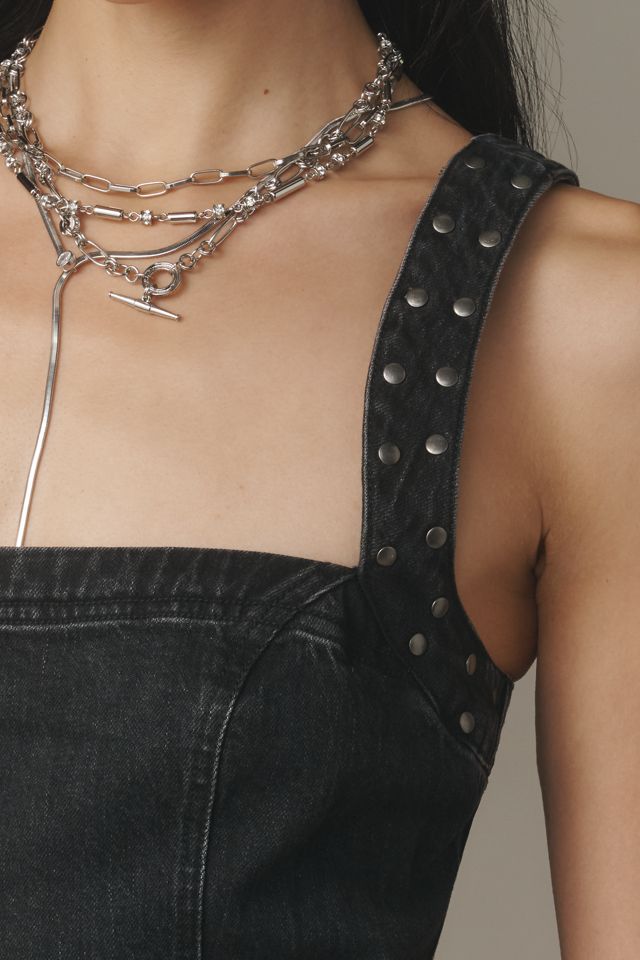 Pilcro Studded Square-Neck Denim Mini Dress #3