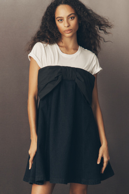 Pilcro Strapless Denim Bow Mini Dress In Multi