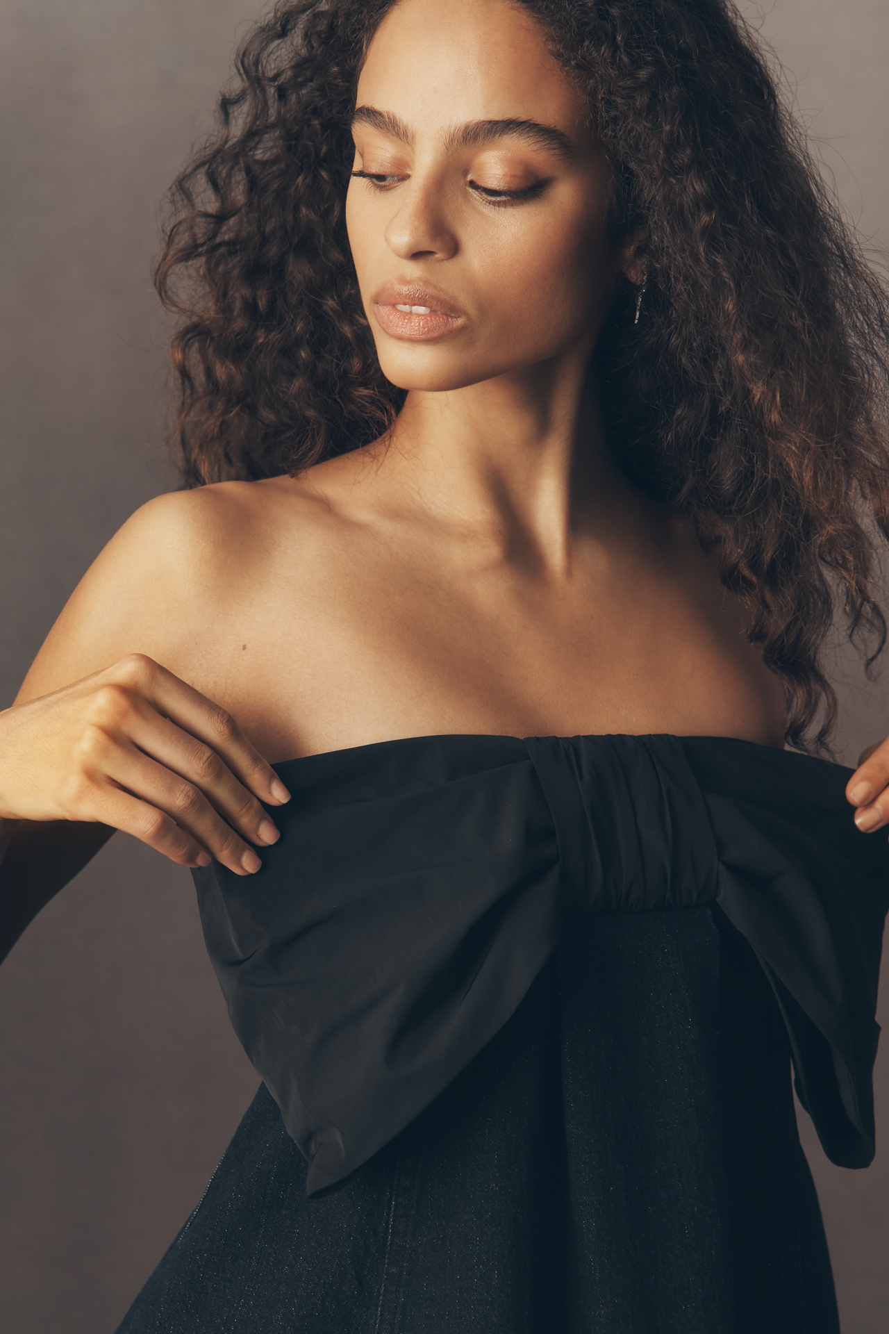 Pilcro Strapless Denim Bow Mini Dress