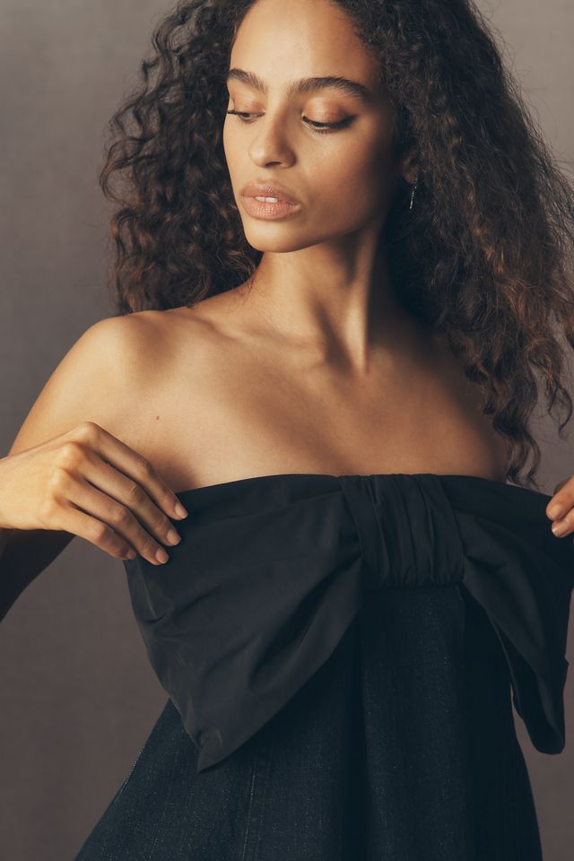 Pilcro Strapless Denim Bow Mini Dress #1