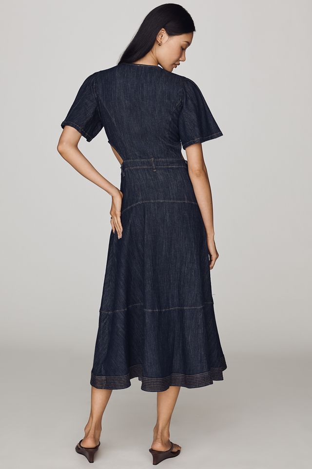 By Anthropologie Denim-Midikleid mit Cutouts #3