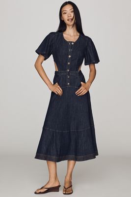 By Anthropologie Denim-Midikleid mit Cutouts