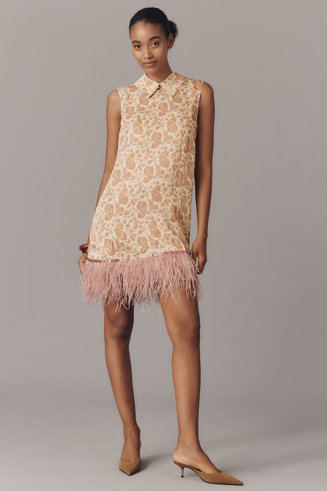 Maude Emery Collared Feather Shift Dress #3