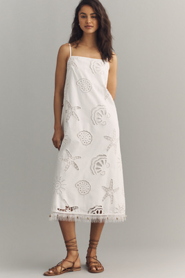 Plus Cotton Ciel Eyelet Midi Dress