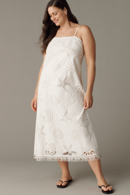 Plus Cotton Ciel Eyelet Midi Dress